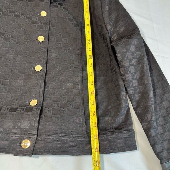 St John Sport Black Logo Trucker Style Jacket Gold Tone Buttons New Size Small - Picture 10 of 11